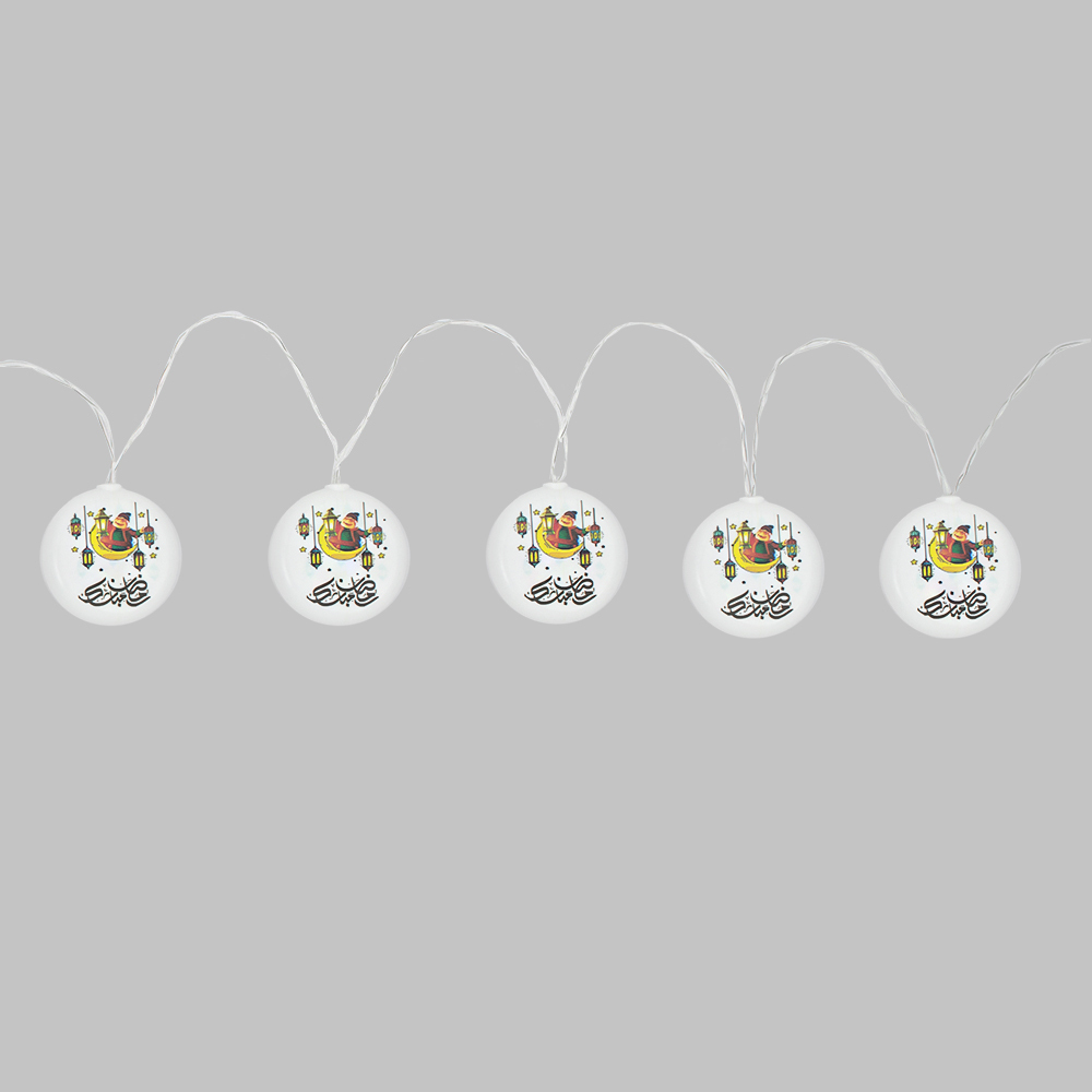 سلسلة اضواء مكونة من 10 مصابيح LED شكل دوائر بتصميم شخصيات فوانيس - 2 متر