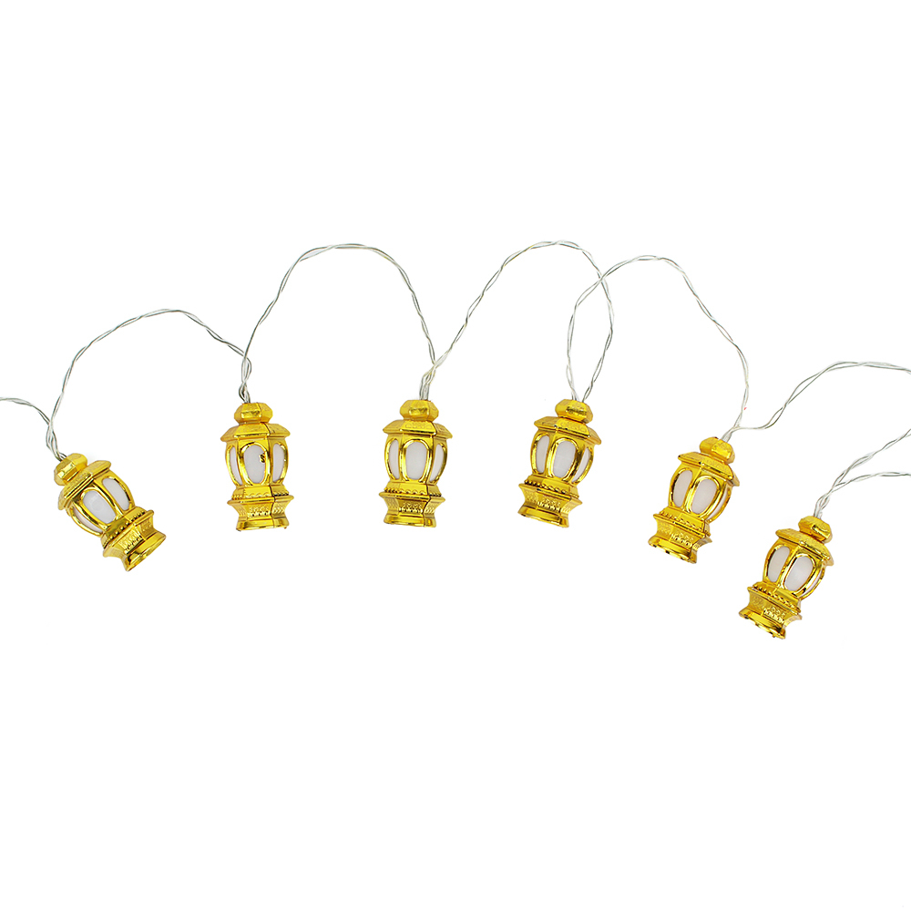سلسلة اضواء مكونة من 10 مصابيح LED شكل فوانيس ذهبية - 2 متر