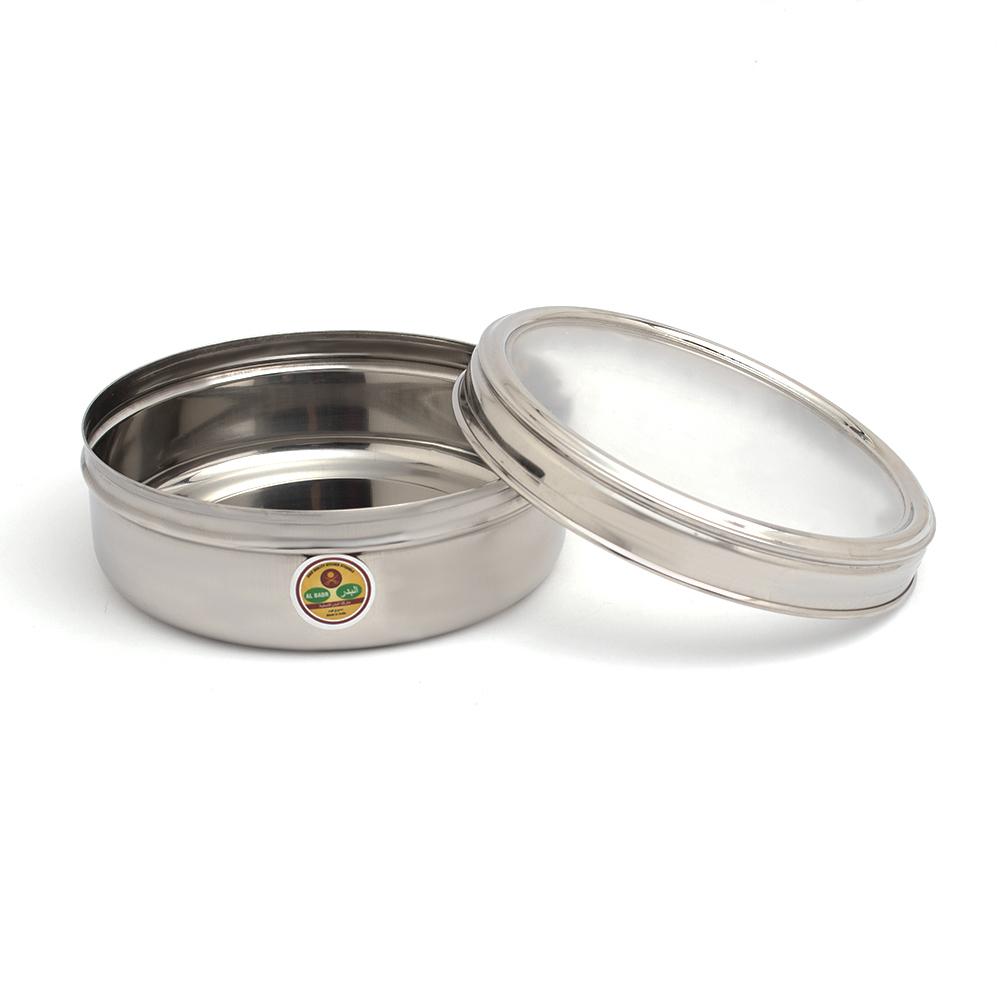 فخر الدين وعاء معدن بغطاء- فضي