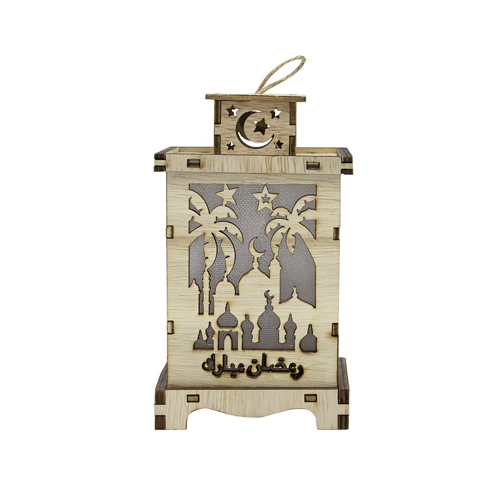 بازاري مجسم رمضان خشبي علاقي للزينة شكل مكعب