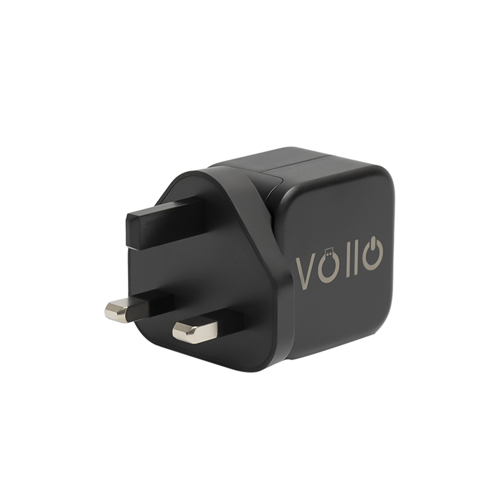 رأس شاحن بقابس ثلاثي ومنفذ يو اس بي ومنفذ تايب سي - بقوة 20 واط