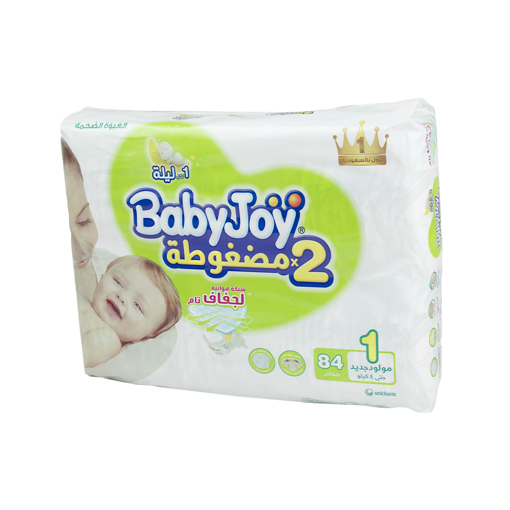 بيبي جوي حفاضات حفاضات العبوة العملاقة للمولود الجديد مقاس 1 بووزن 4كجم - عدد 84حفاض