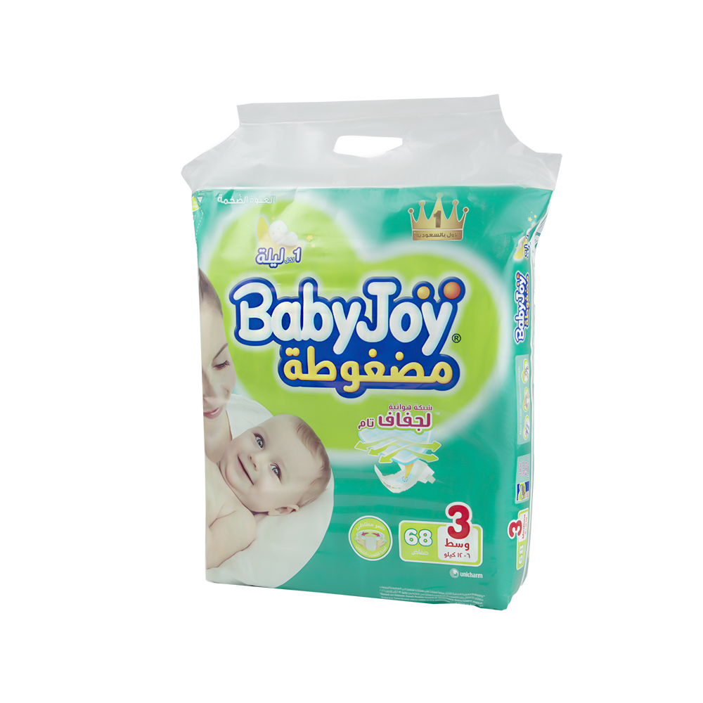 بيبي جوي حفاضات حفاضات العبوة العملاقة مقاس 3 لوزن 12-6كجم - عدد 68 حفاض