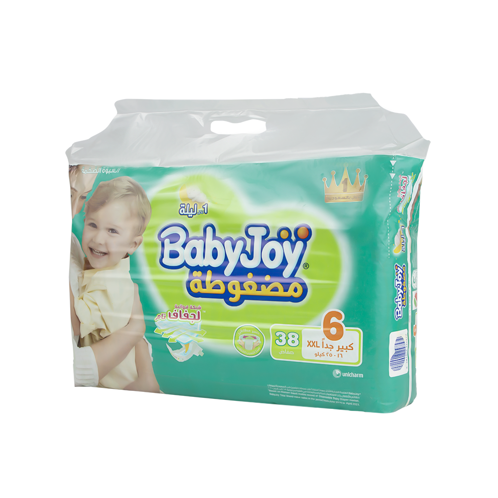 بيبي جوي حفاضات حفاضات العبوة العملاقة مقاس 6 بوزن25 -16كجم -عدد38 حفاض