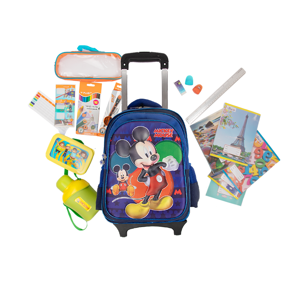 باكج الحقيبة المدرسية المتكاملة للأولاد في الصفوف الأولى إلى الثالثة - 10 قطع