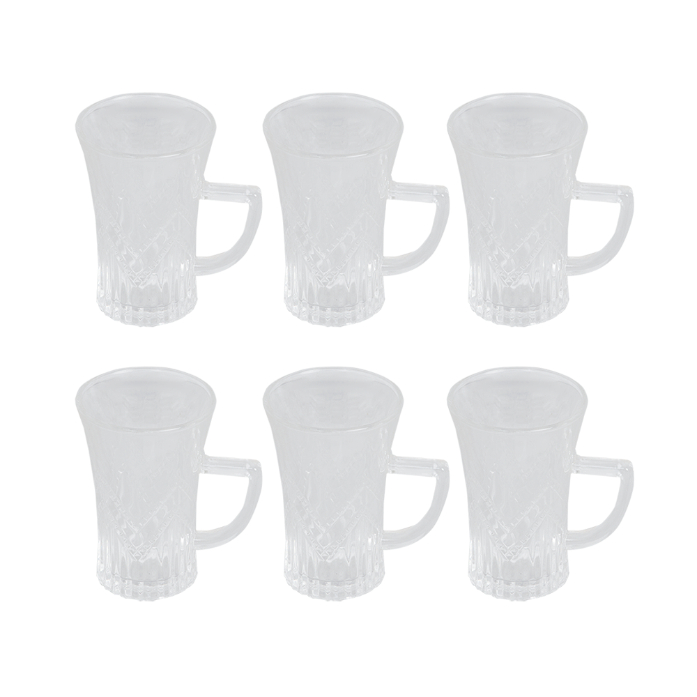 بيالة السعد - كاسات شاي زجاجية شفافة - 6 قطع