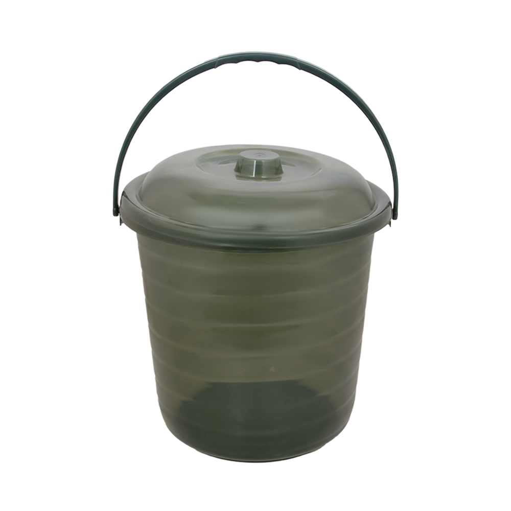 دلو بلاستيك شفاف متعدد الاستخدام مع غطاء - عمق 34 سم