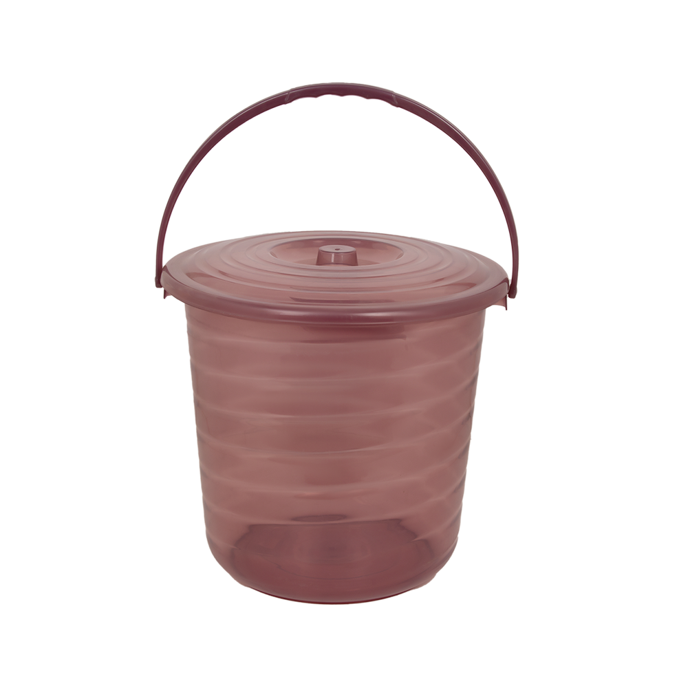 دلو بلاستيك شفاف متعدد الاستخدام مع غطاء - عمق 30 سم