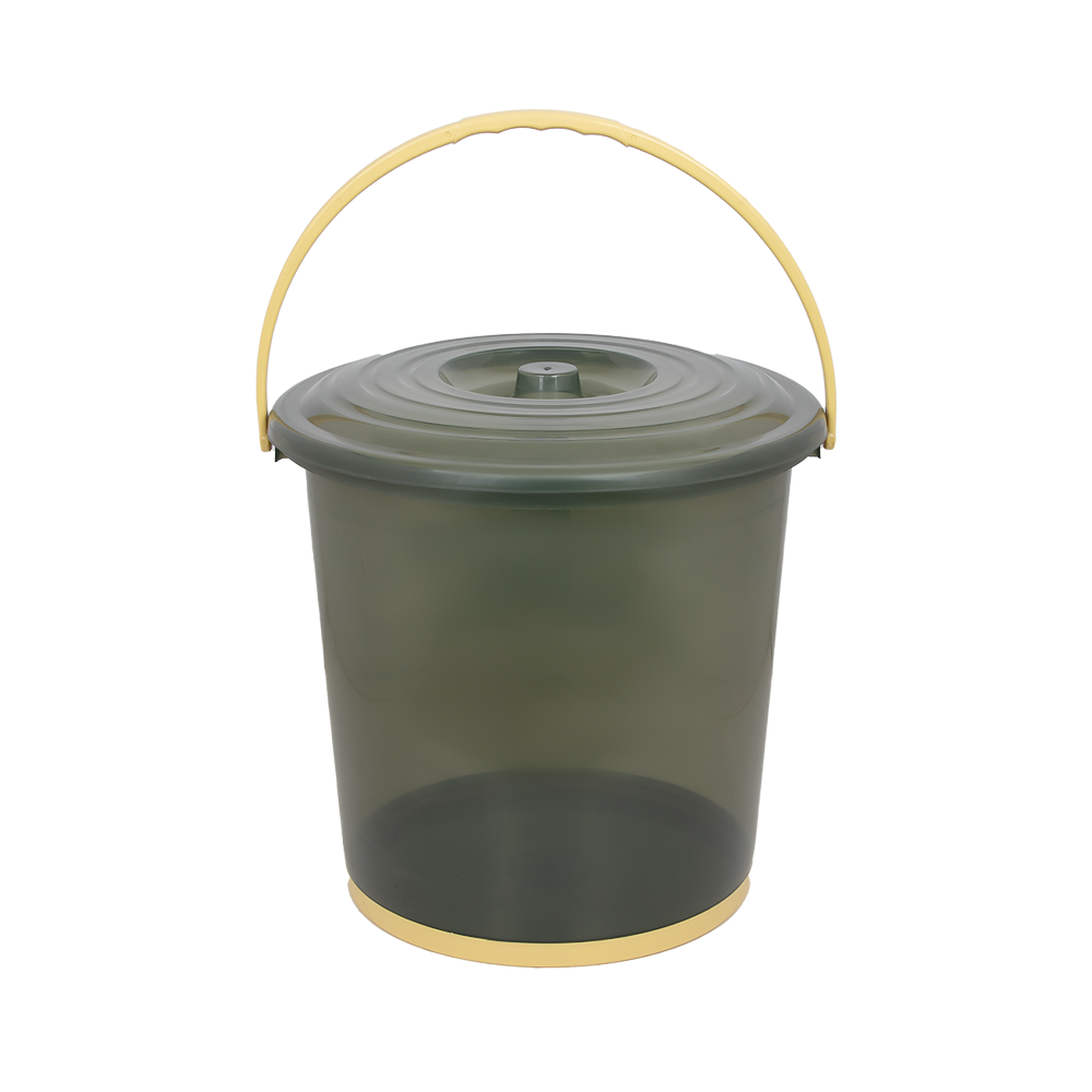 دلو بلاستيك شفاف متعدد الاستخدام مع غطاء - عمق 32 سم