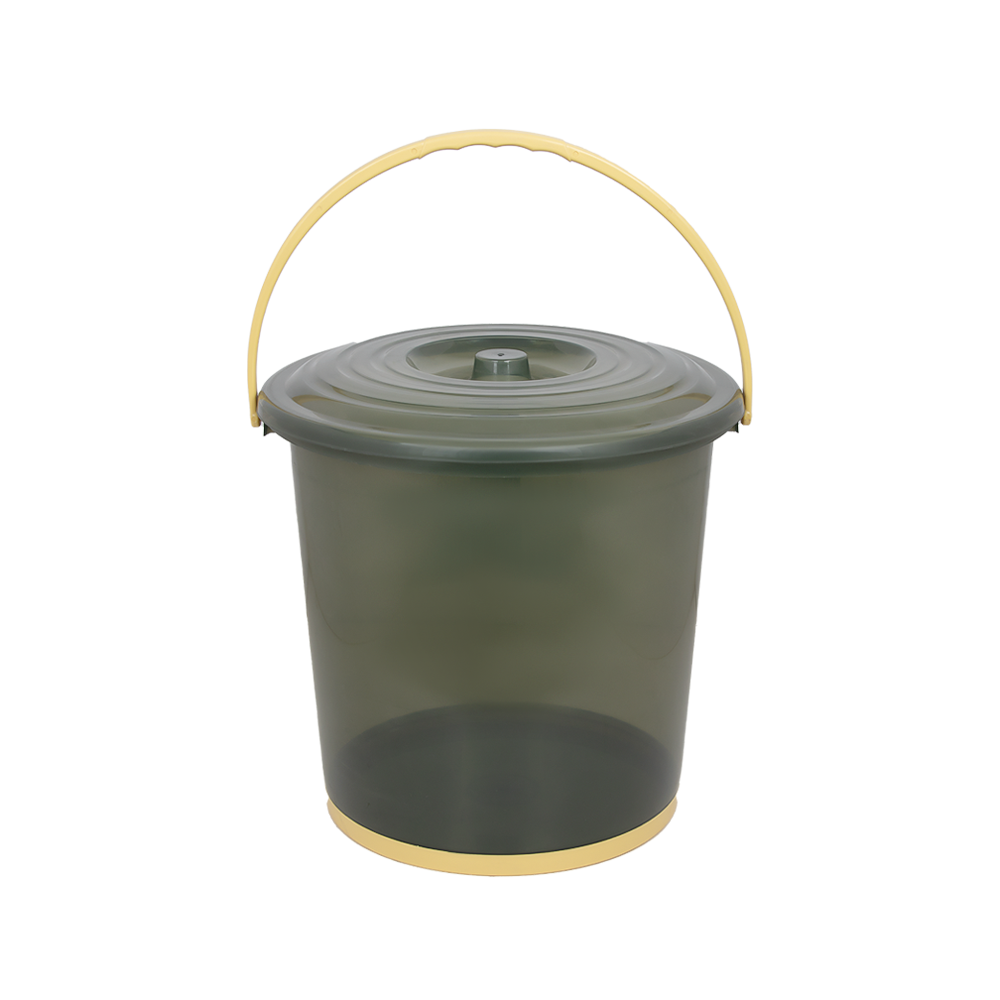 دلو بلاستيك شفاف متعدد الاستخدام مع غطاء - عمق 28 سم