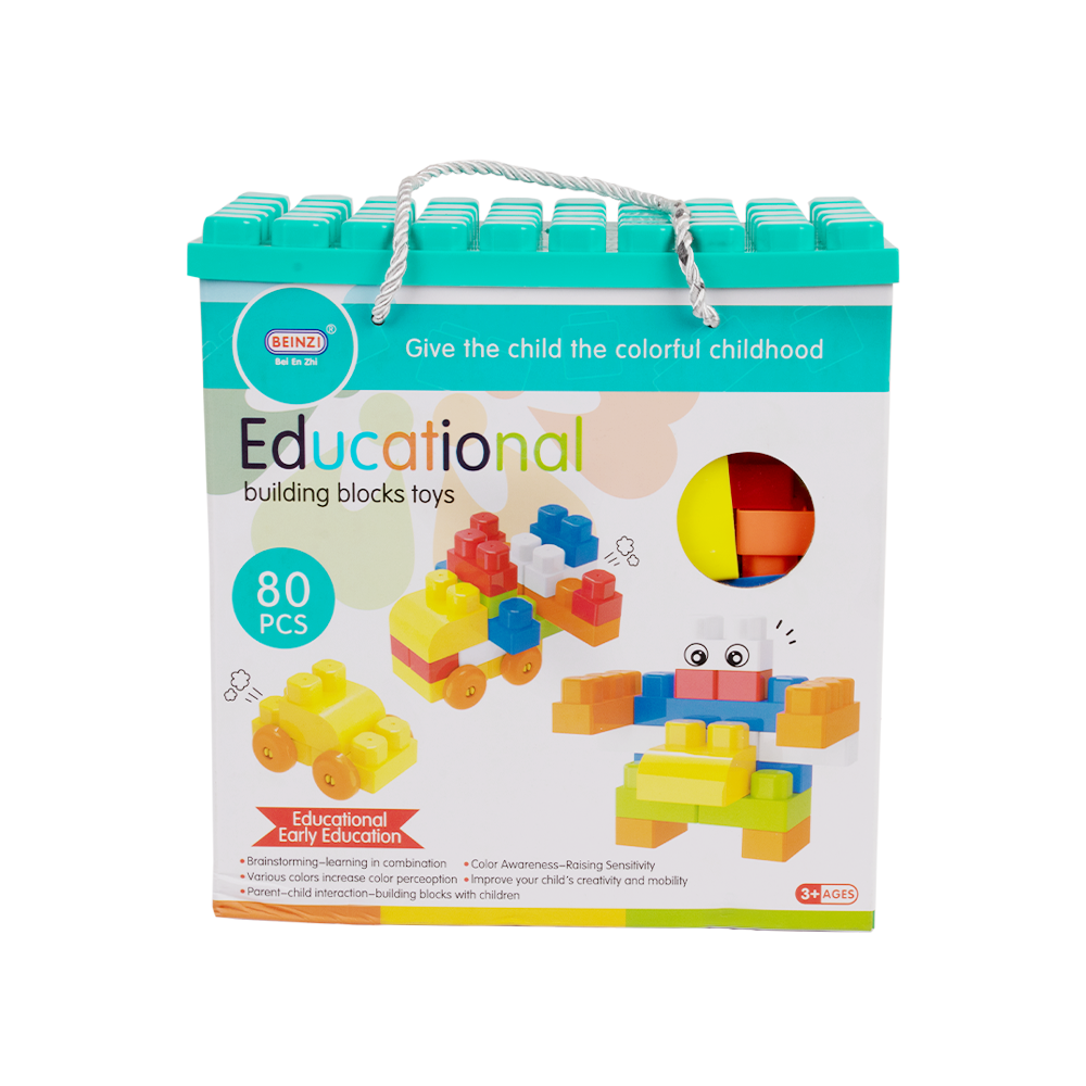 Beinzi مكعبات تعليمية للأطفال حجم وسط -80 قطعة