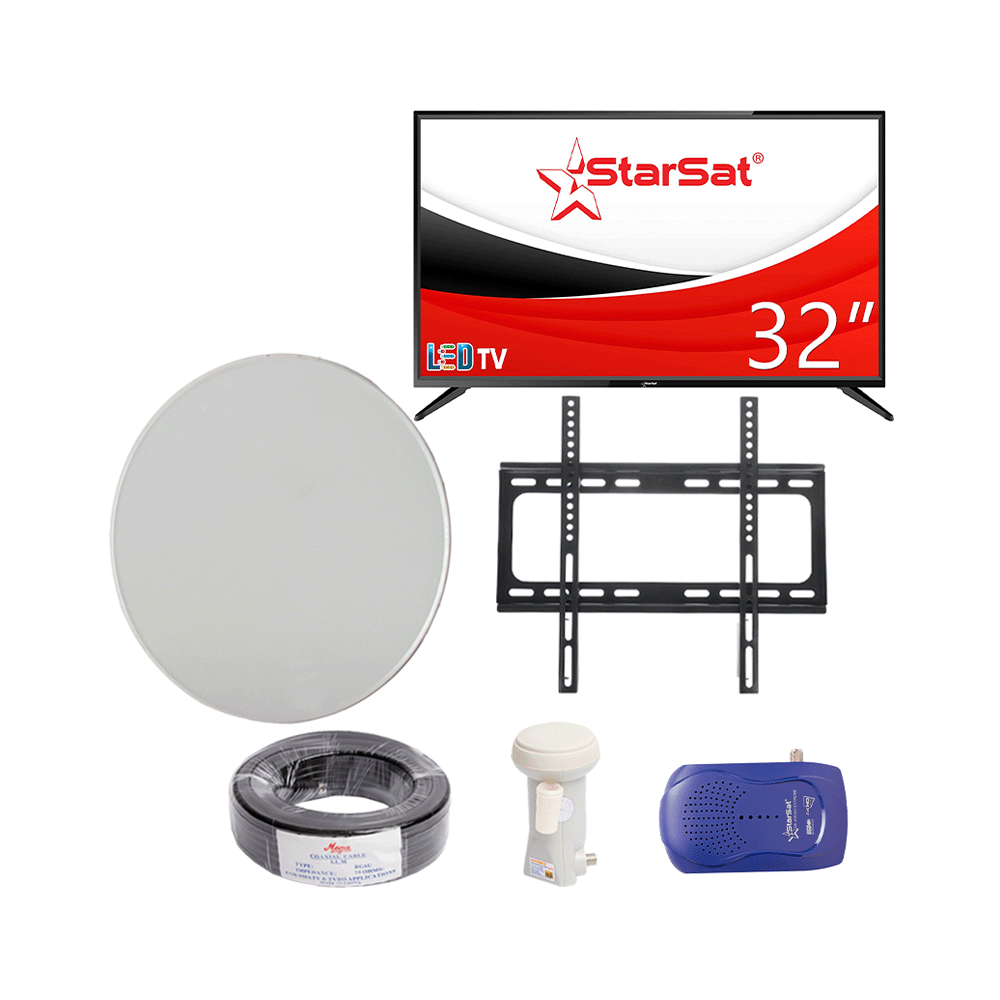 باكج التلفزيون 6 في 1 من ستار سات ورسيفر وصحن مع ملحقات استثنائية