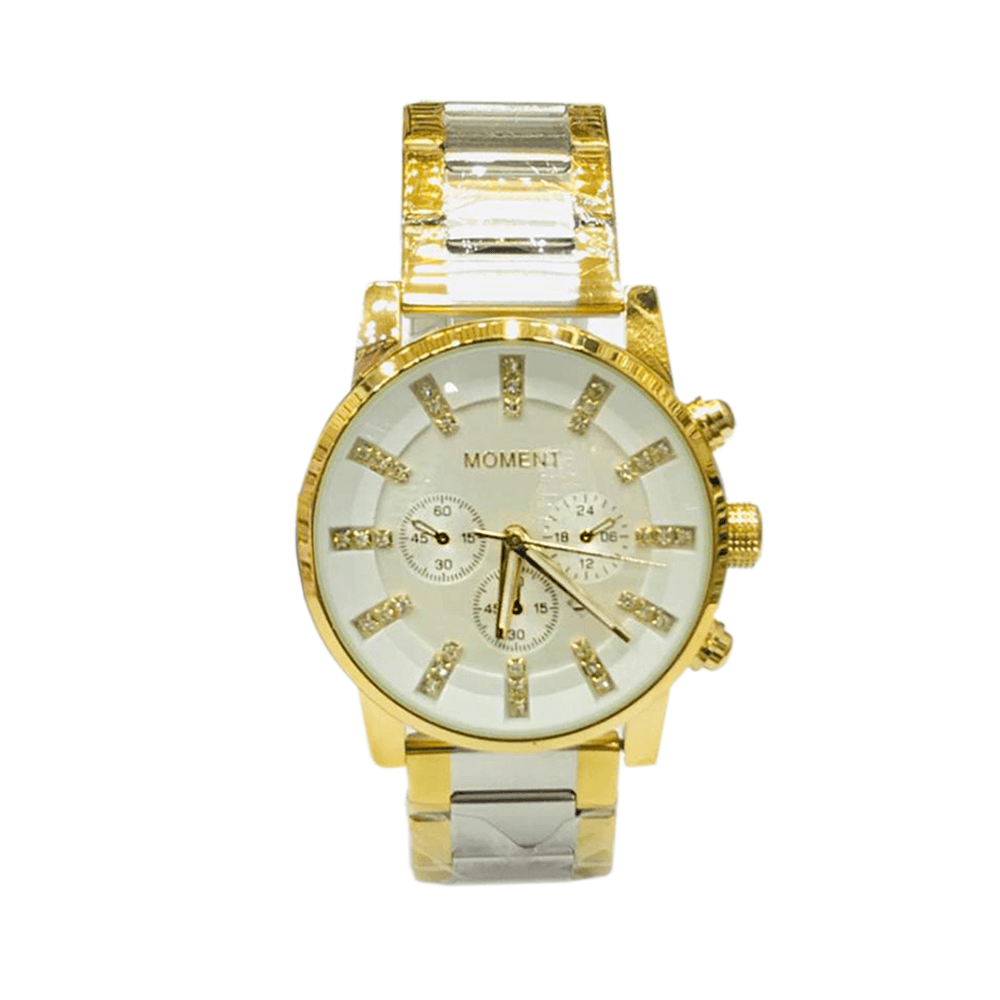 مومينت ساعة يد عصرية بالشكل الياباني وبميناء باللون الذهبي