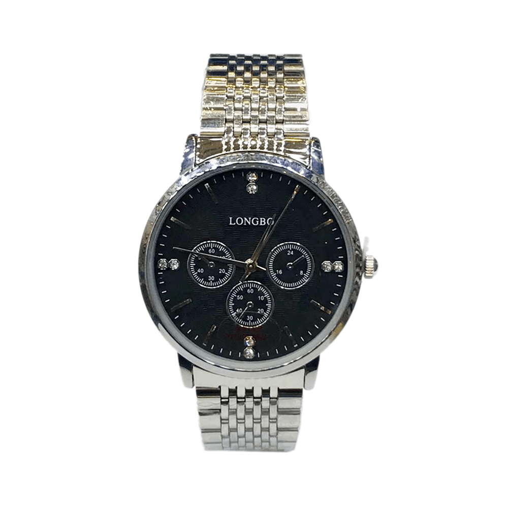 لونج بو ساعة يد عصرية بشكل ياباني وبميناء باللون الاسود