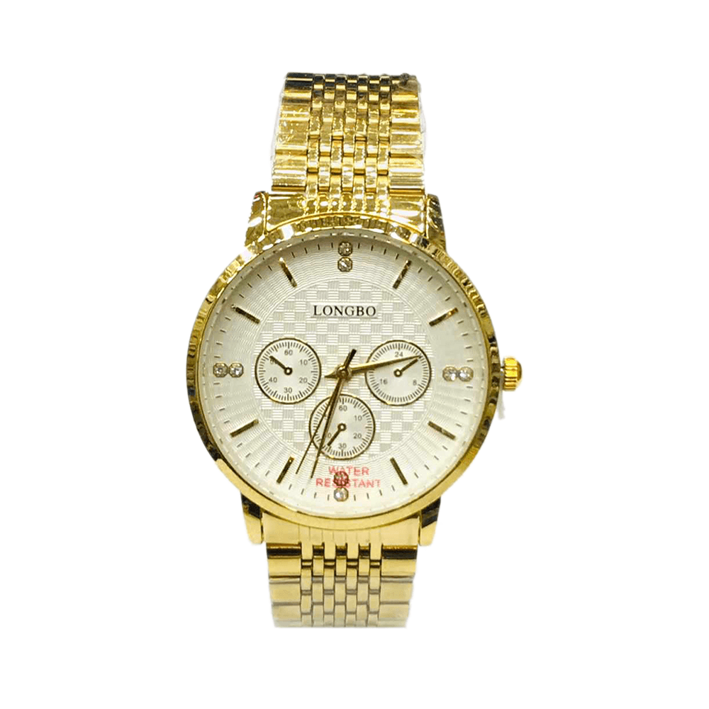 لونج بو ساعة يد عصرية بشكل ياباني وبميناء باللون الابيض