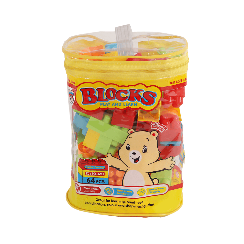 ألعاب بناء متعددة الألوان - عدد 64 قطعة