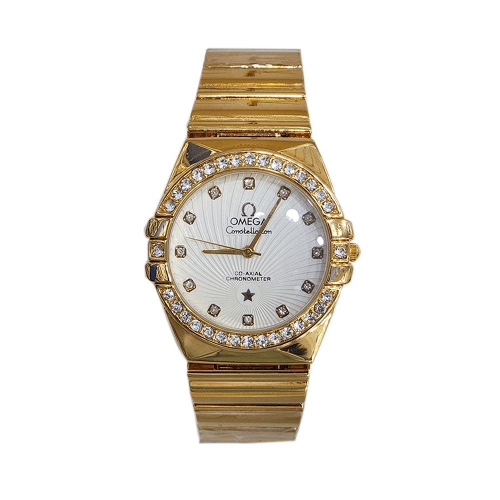 أوميجا ساعة يد زركون دائرية بميناء أبيض- تناظرية