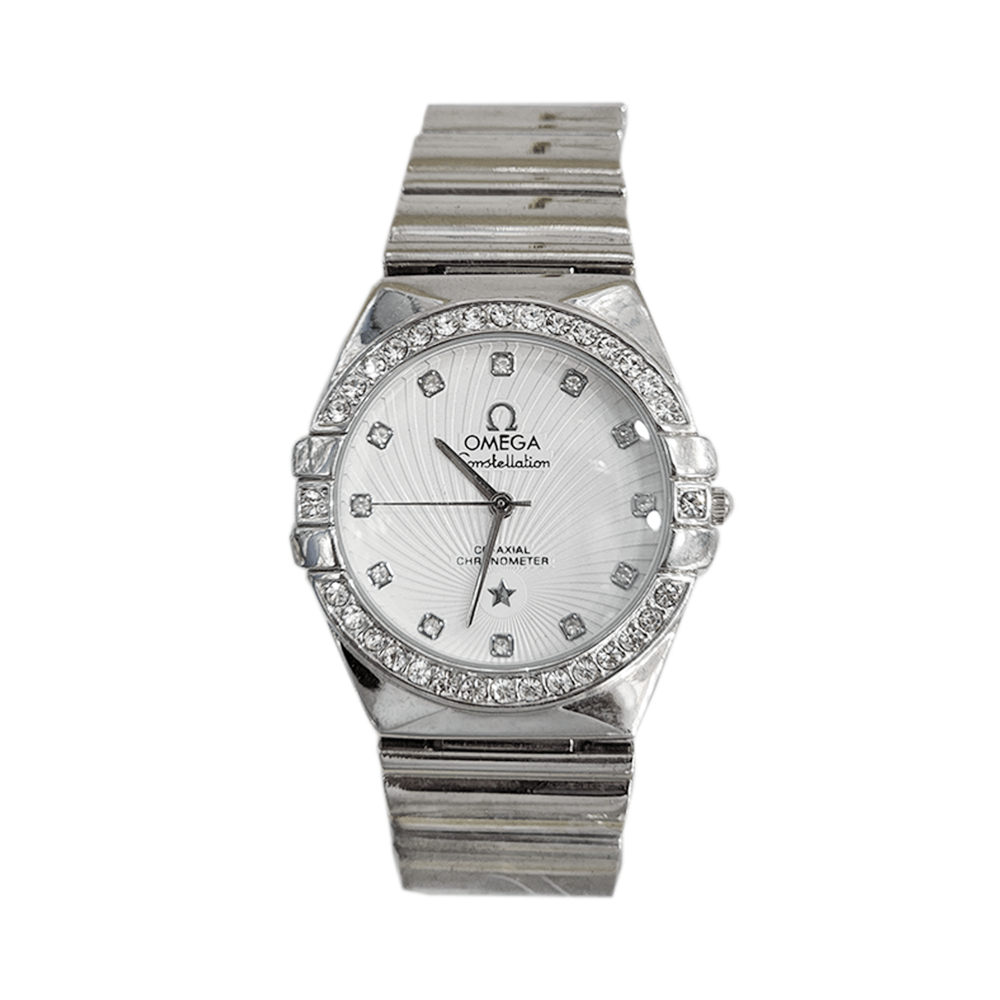 أوميجا ساعة يد زركون دائرية بميناء أبيض- تناظرية