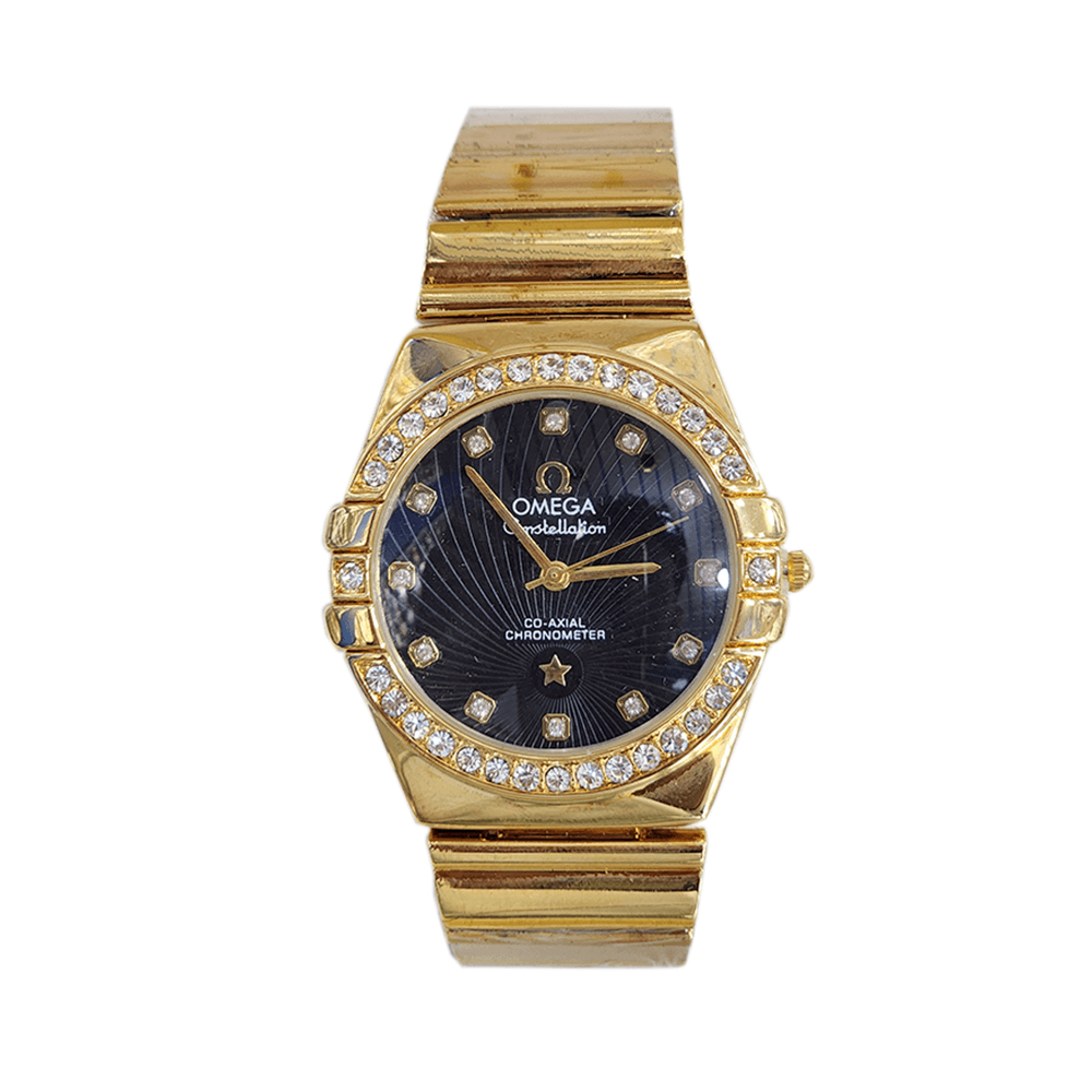 أوميجا ساعة يد زركون دائرية بميناء أسود- تناظرية