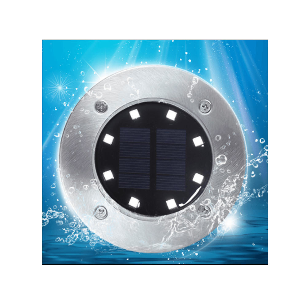 إضاءة أرضية شمسية متعددة الاستخدام للحدائق والممرات بـ 8 لمبات LED