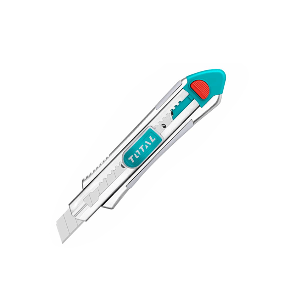 توتال مشرط المنيوم بشفرة قابلة للكسربحجم 18 ملم × 100 ملم و 6 قطع من شفرات SK5- طول 185 ملم