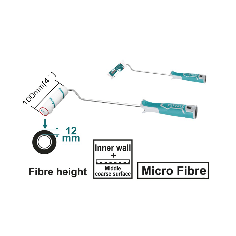 توتال فرشاة أسطوانة صغيرة للجدران الداخلية- حجم 100مم