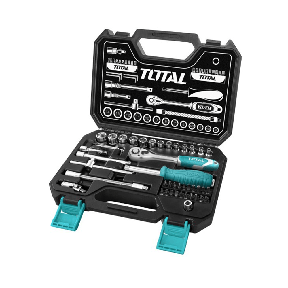 توتال تولز مجموعة أدوات سوكت بحجم 1/4 إنش - 45 قطعة