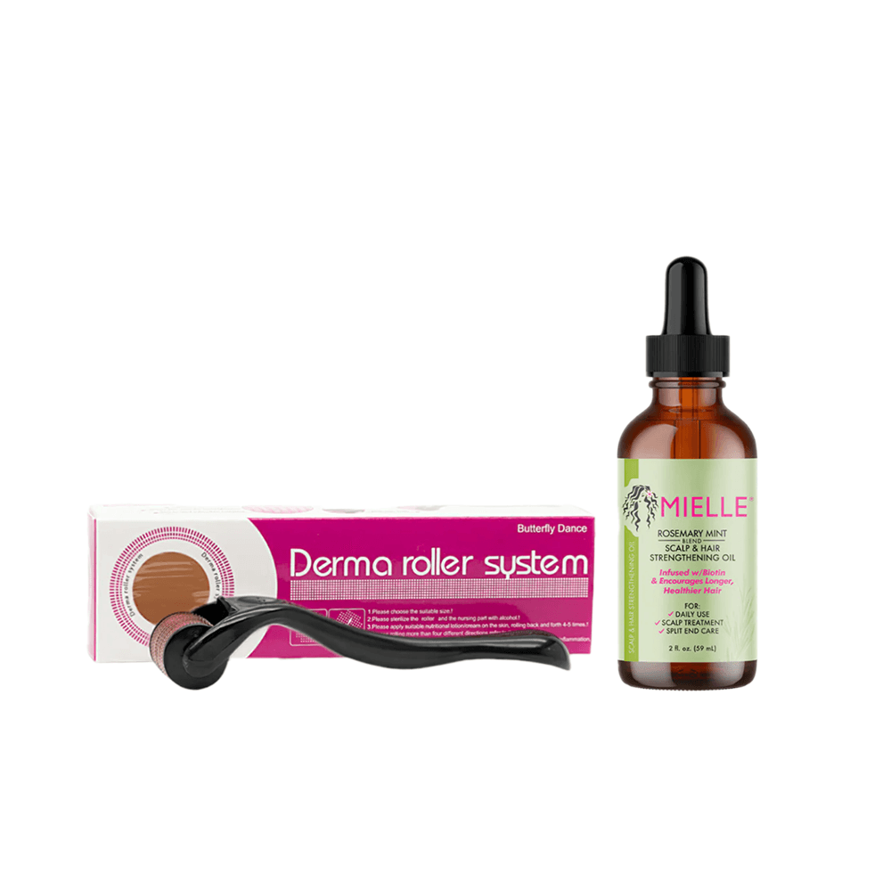 باكج ديرما رولو جهاز للعناية بالشعر والجسم 13 سم وميلي اورجانيكس زيت اكليل الجبل والنعناع للشعر - 59 مل