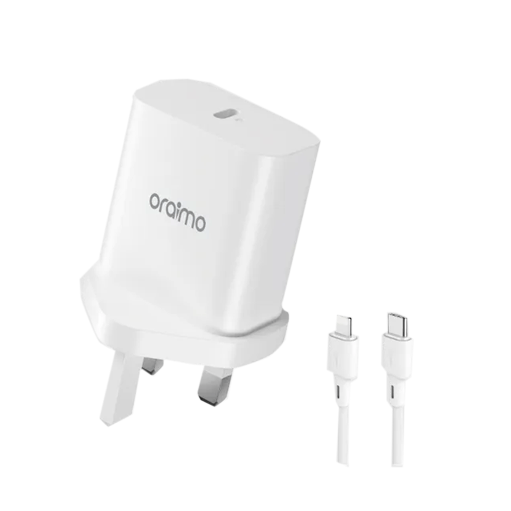 أورايمو شاحن باور كيوب 20 مع كابل Type-C إلى Lightning - بقوة 20 واط