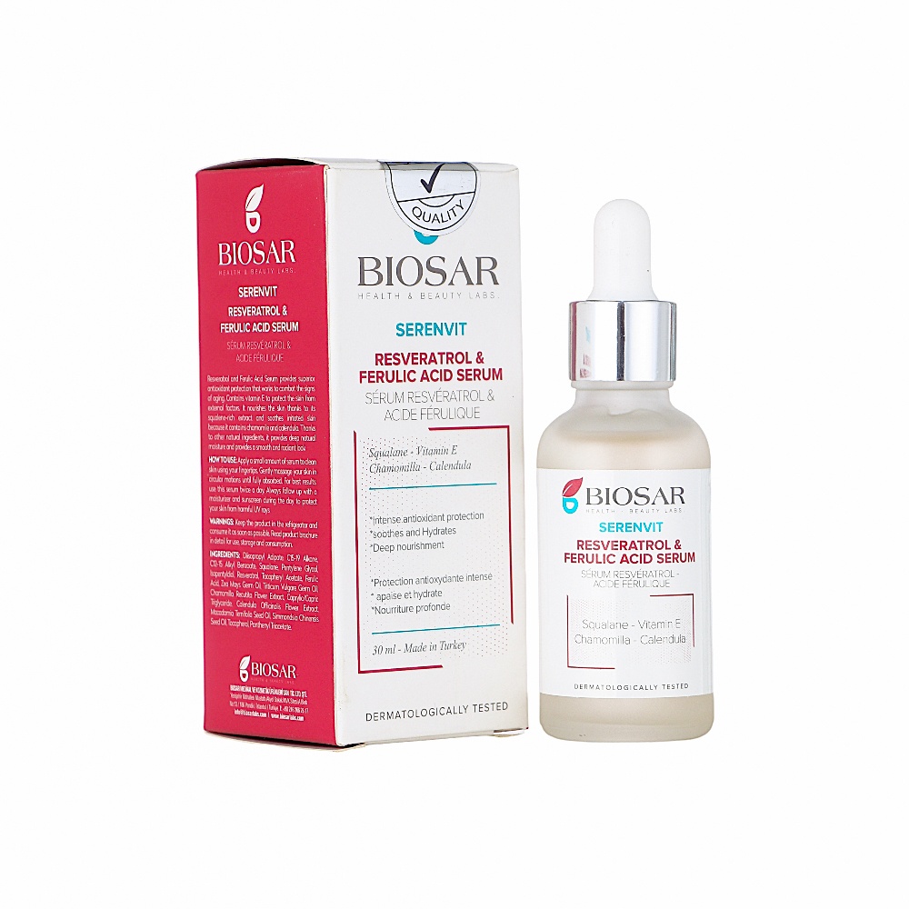 بيوسار سيرنفت سيروم الريسفيراترول وحمض الفيروليك المضاد للأكسدة  -  30 مل 