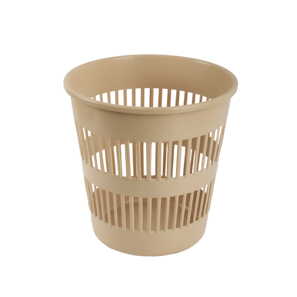 بلاستيكنا سلة قمامة دائرية - بني