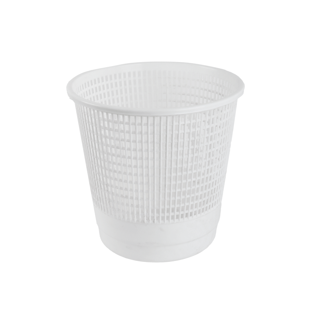 بلاستيكنا سلة قمامة دائرية - أبيض