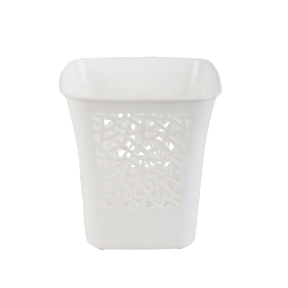 بلاستيكنا سلة قمامة مربع - أبيض