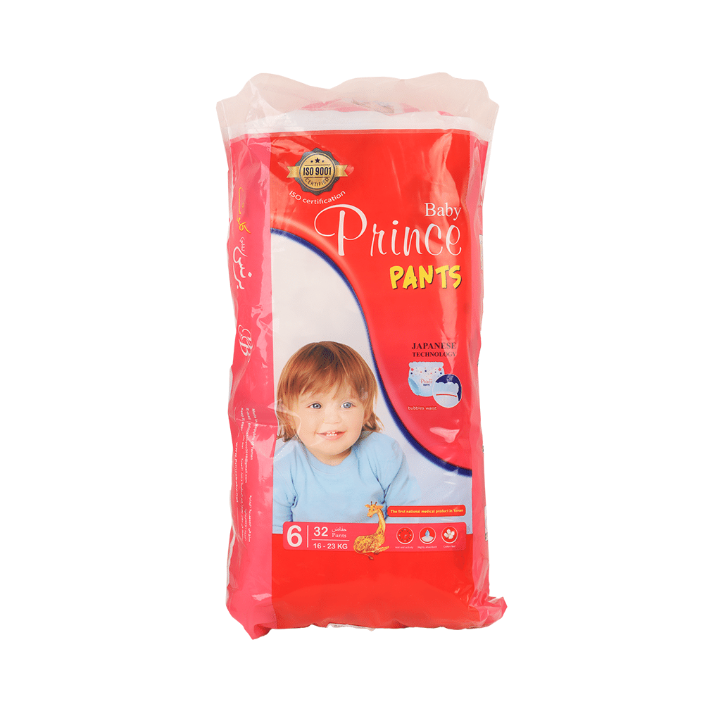 برنس بيبي كلوت حفاظات أطفال مقاس 6 بوزن 16 -23 كجم - عدد 32 حفاظ
