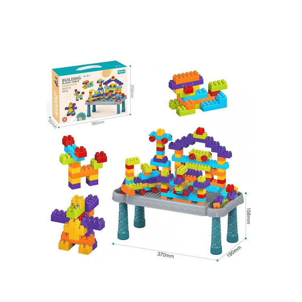 مجموعة مكعبات وطاولة حرفية - 88 قطعة