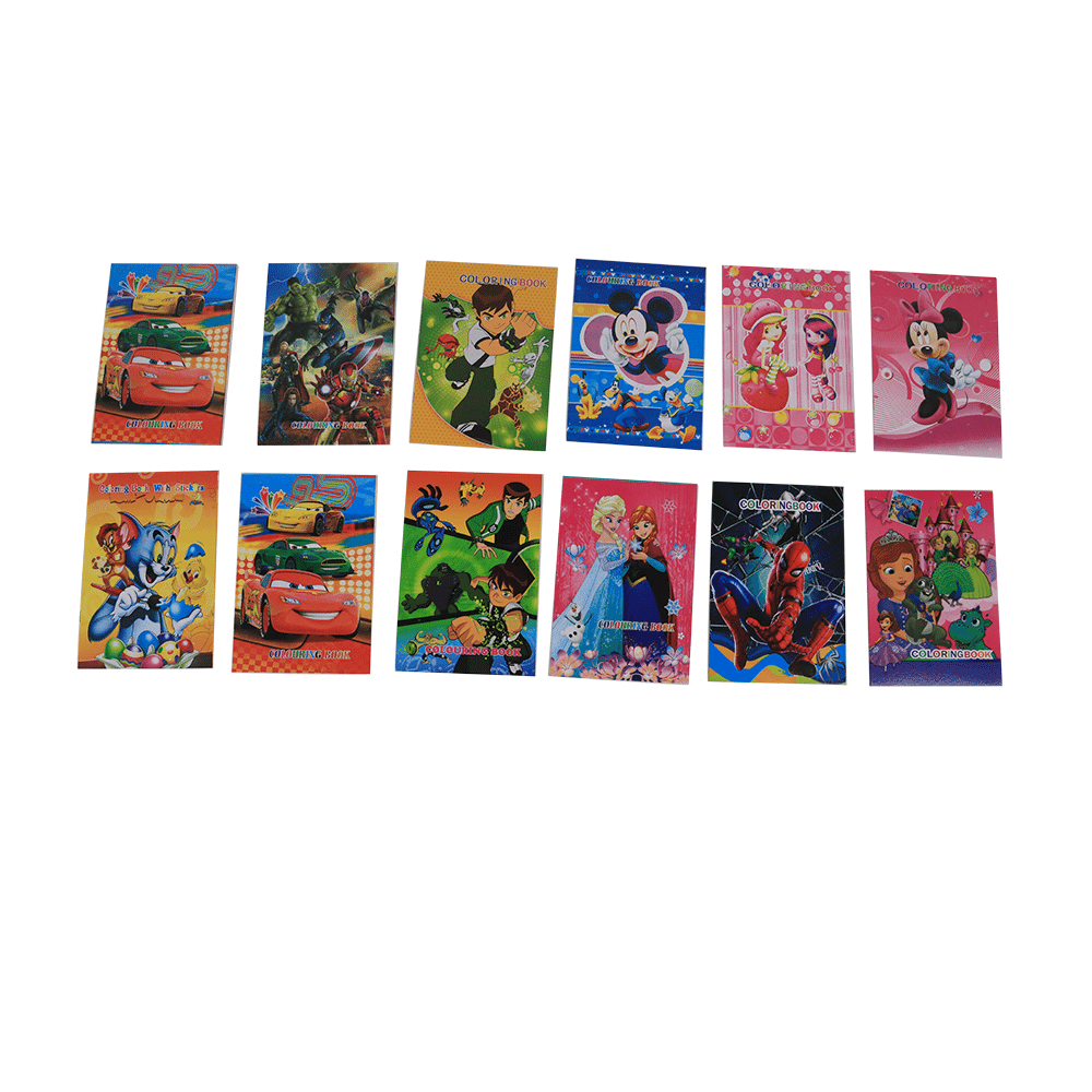 دفتر أنشطة تلوين مع لواصق كرتونية للأطفال - مقاسA5 × عدد 12 دفتر