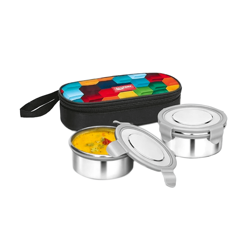 ميلتون صندوق غداء من الفولاذ المقاوم للصدأ- مجموعة من قطعتين - 320 مل