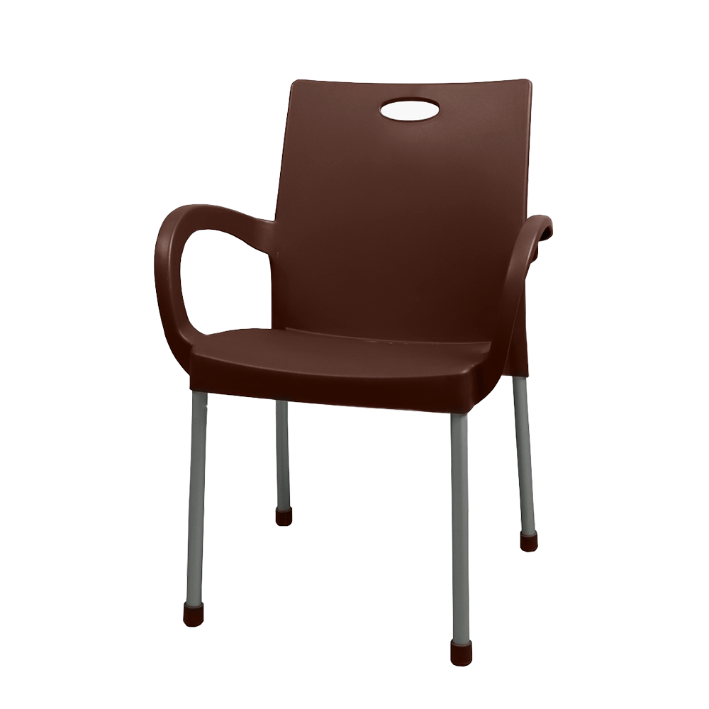 بلاستيكاناكرسي بذراعين بلاستيكي عصري مع أرجل من الألومنيوم وواقي أرضية مطاطي