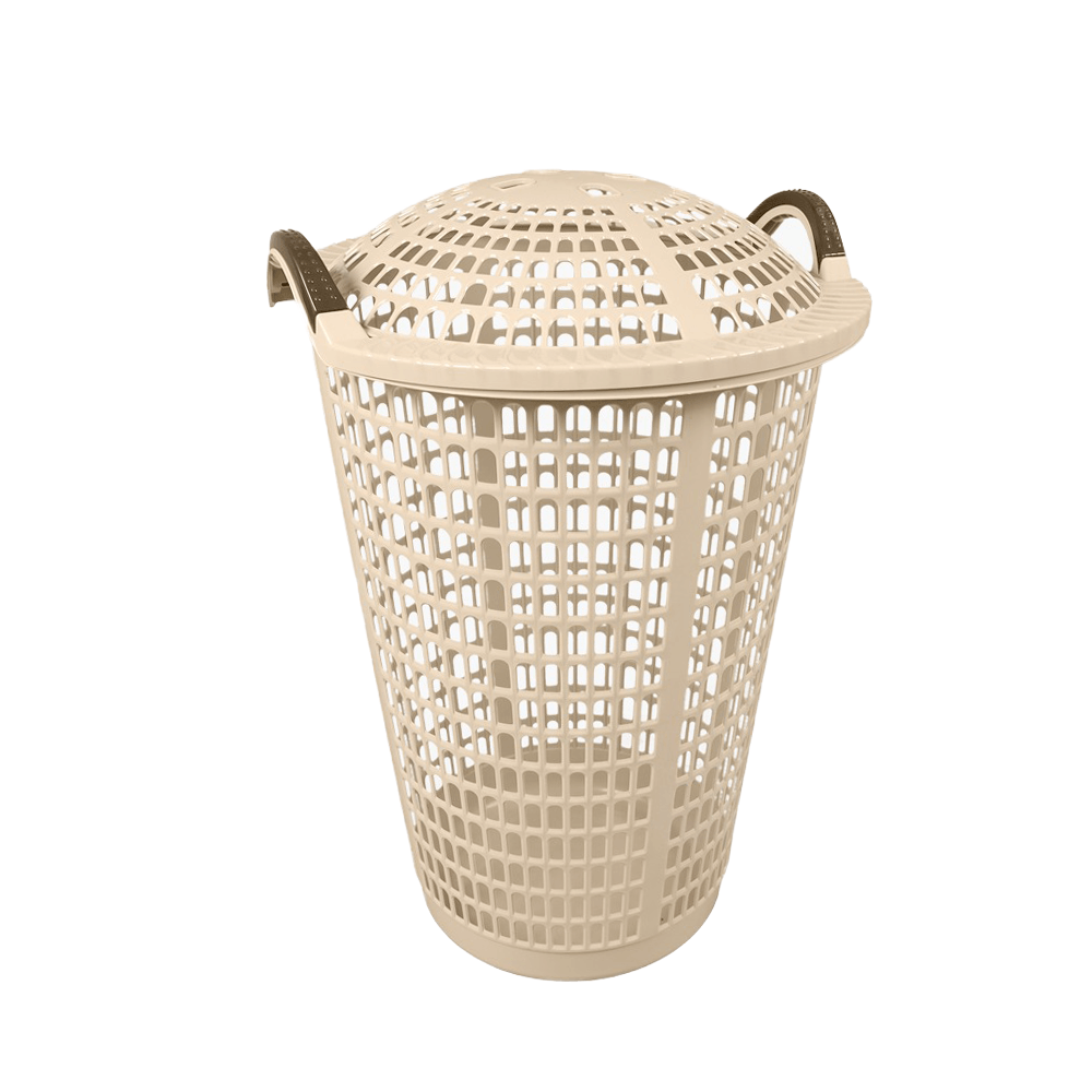 بلاستيكاناسلة غسيل دائرية مع غطاء - 65 لتر