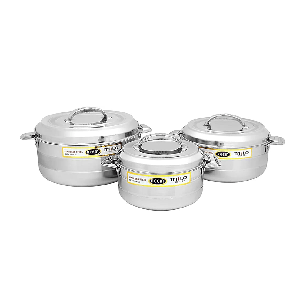 ريم طقم اواني حفظ الطعام ستانلس ستيل مكون من -3 قطع