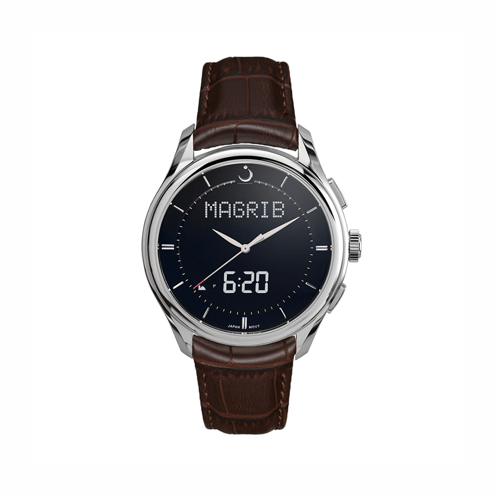 الفجر ساعة يد بهيكل فولاذ وسوار جلد بني - موديل WW-22L
