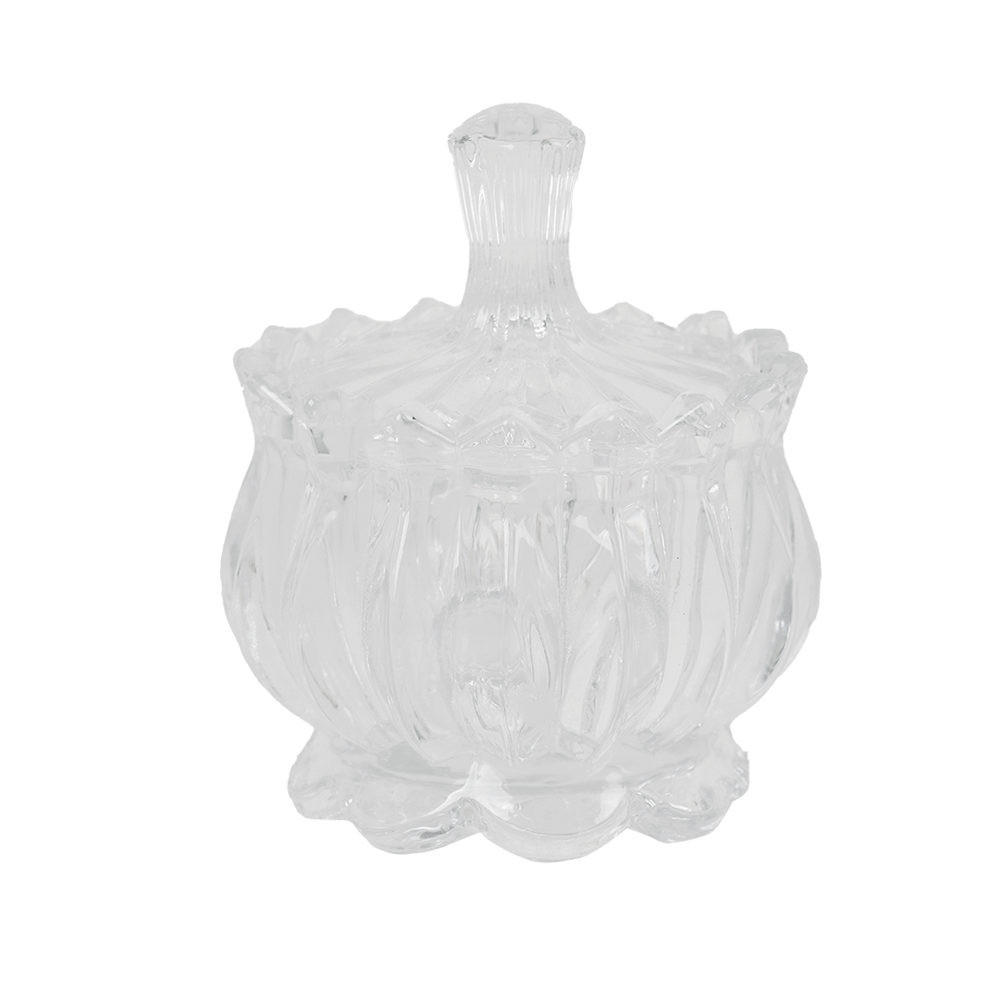 سكرية زجاج شفاف مع غطاء