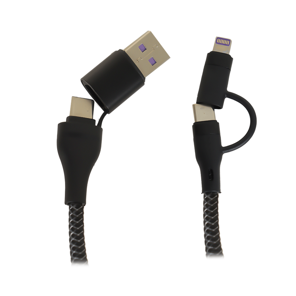كابل بيانات, data cable
كابل شحن, charging cable
4 في 1, 4 in 1
نوع C, Type-C
لايتنينج, Lightning
موديل KU-67, Model KU-67
شحن سريع, fast charging
عالي السرعة, high speed
