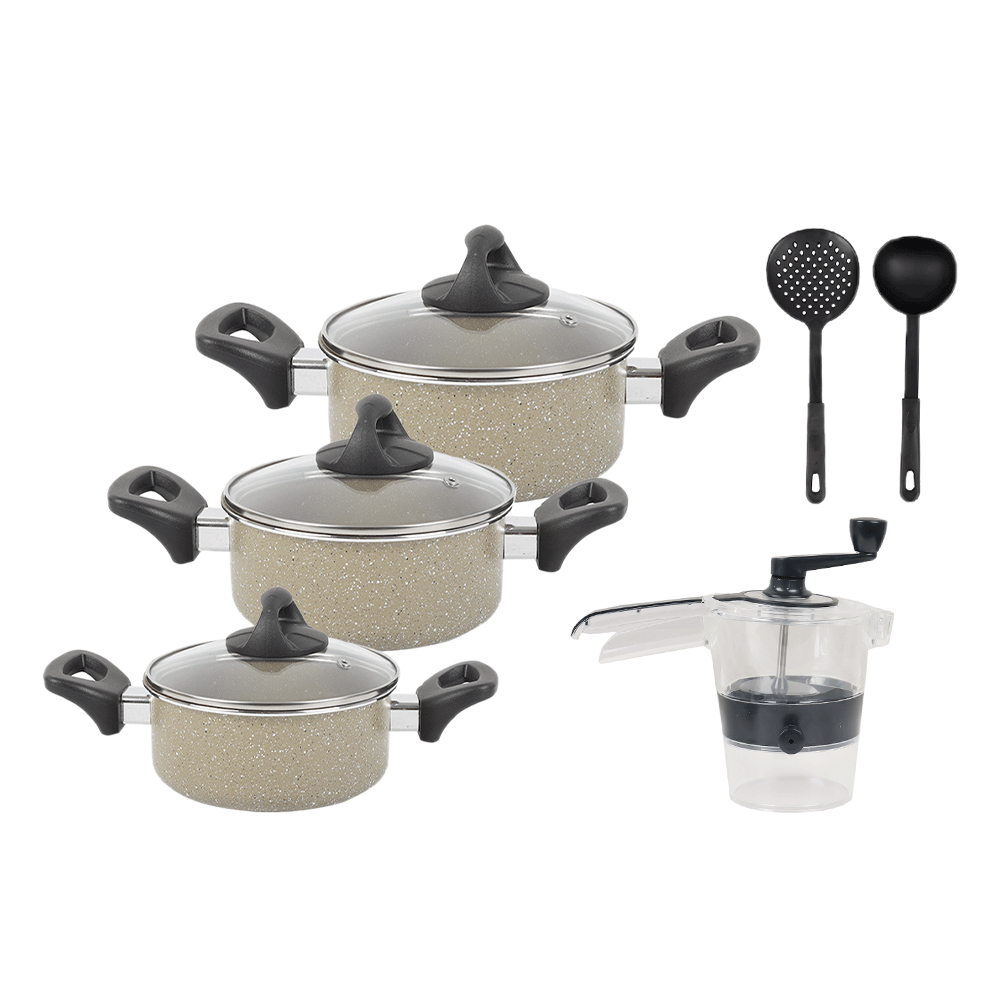 باكج 2×1 ترست قطاعة خضار وأواني طبخ بطبقة غير لاصقة - 5 قطع