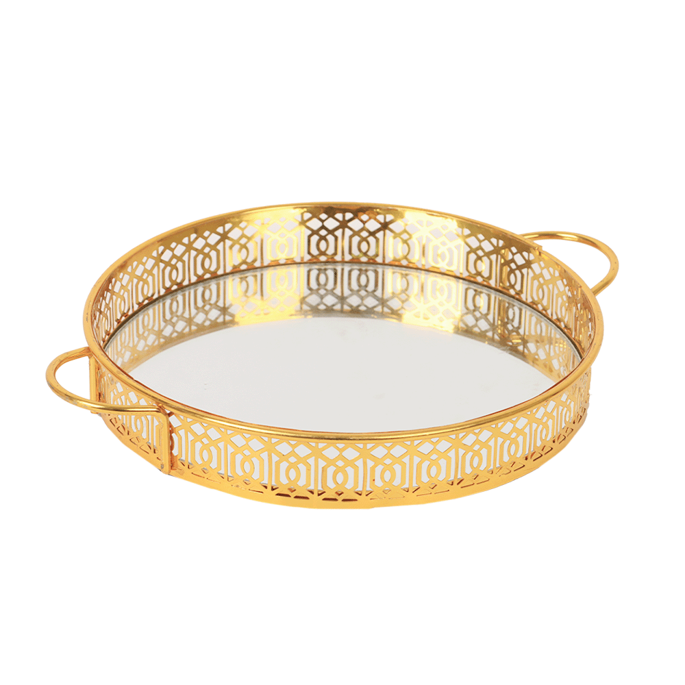 صحن تقديم ذهبي مرآة