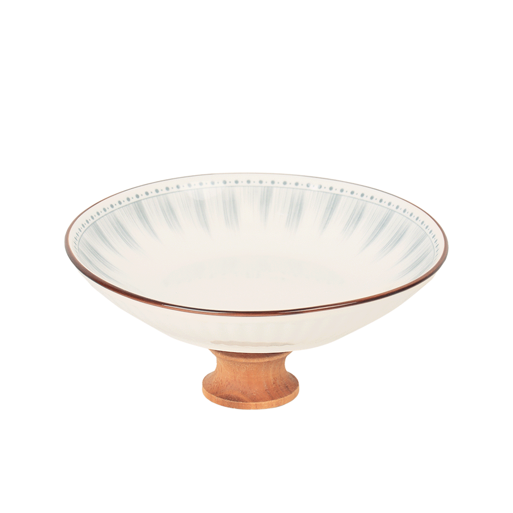 نيو ستايل صحن دائري  بقاعدة خشبية 