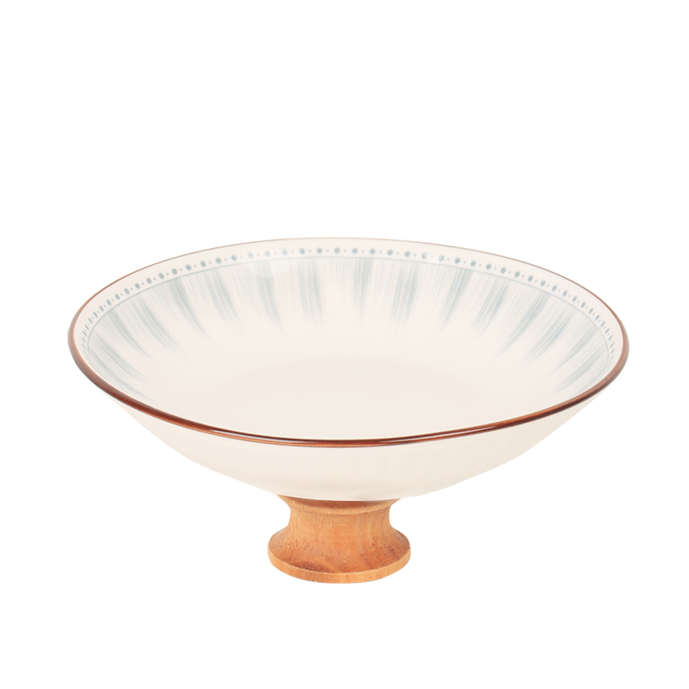 لايف ستايل صحن دائري بقاعدة خشبية