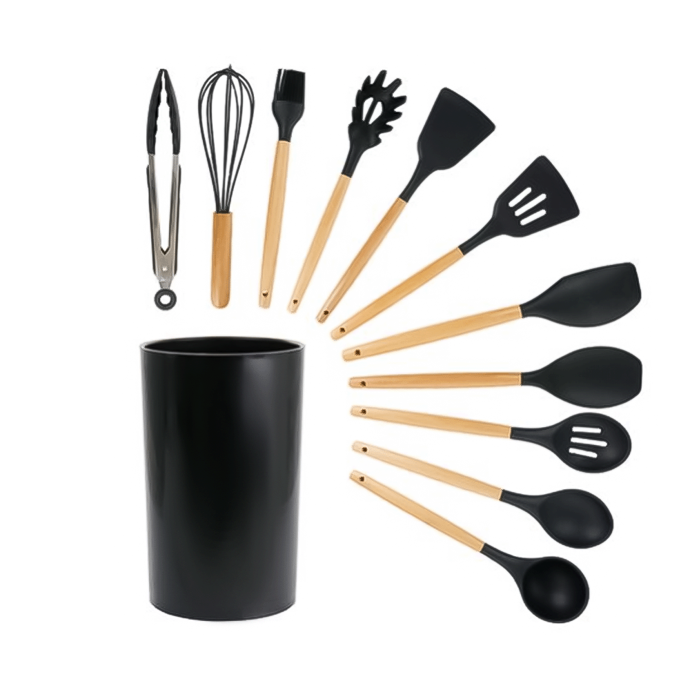 ‎اوتو زابو مجموعة أدوات مطبخ من السيليكون مع حامل - عدد 12 قطعة
