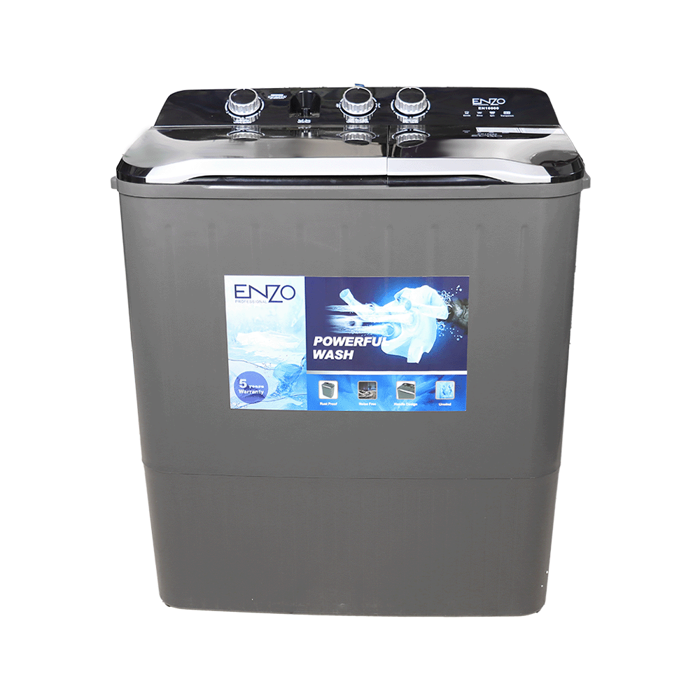 انزو غسالة كهربائية حوضين بقوة 380 واط و سعة 8.5 كجم - موديل 8500