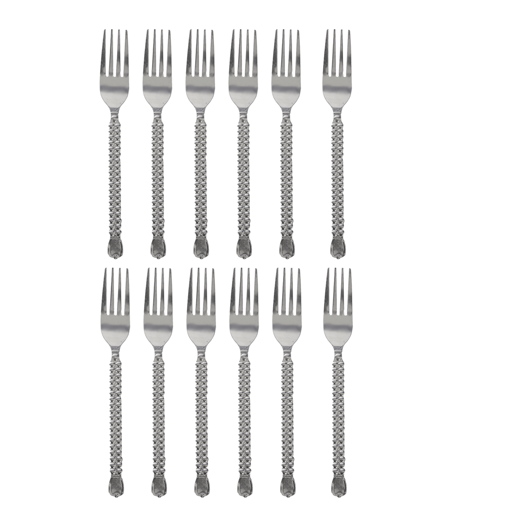 مجموعة اشواك ستانلس ستيل الفضية - عدد 12